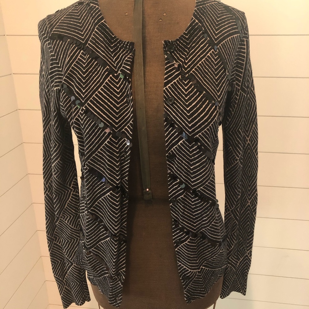 Ann Taylor Loft Black/White Cardigan